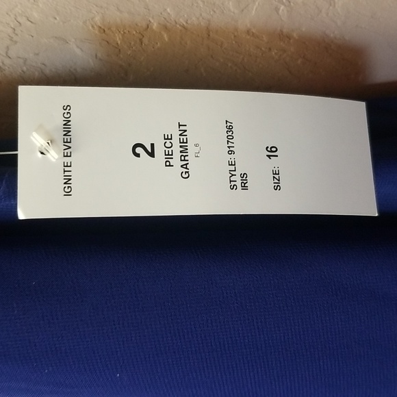 💥60% OFF IGNITE EVENINGS💥 Sz 16, Iris Blue 2 pc.Formal, NWT, Rhinestones #2507 - Picture 4 of 7